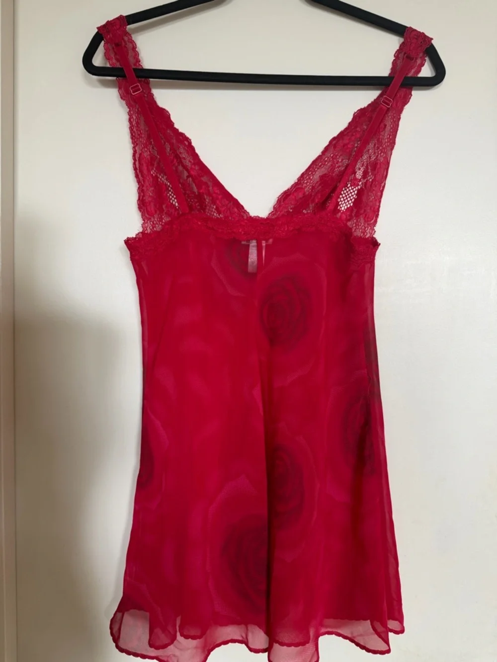 La Senza Lingerie Red Sheer Lace Babydoll Nightgown Size L - Picture 4 of 7